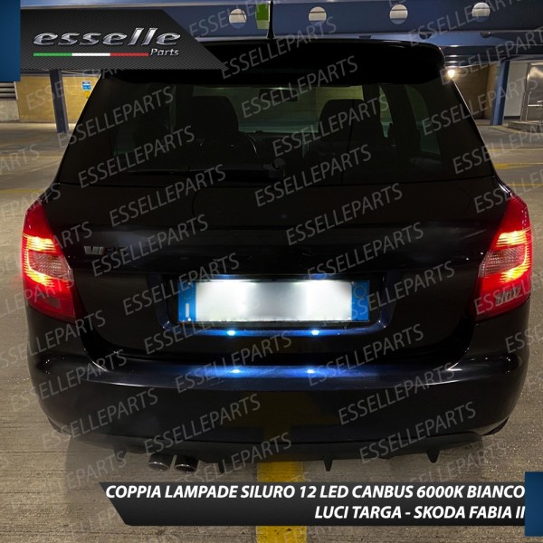 Coppia lampade siluro 12 LED Luci Targa Canbus 6000K Skoda Fabia 2 Fino al 2010