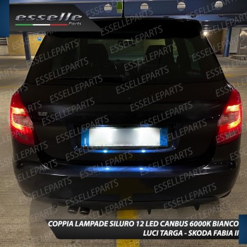 Coppia lampade siluro 12 LED Luci Targa Canbus 6000K Skoda Fabia 2 Fino al 2010
