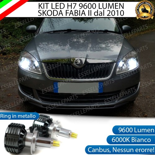 Kit Full LED H7 9600 Lumen 6000K Anabbaglianti SKODA FABIA 2 con fari lenticolari