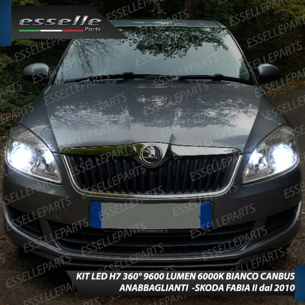 Kit Full LED H7 9600 Lumen 6000K Anabbaglianti SKODA FABIA 2 con fari lenticolari