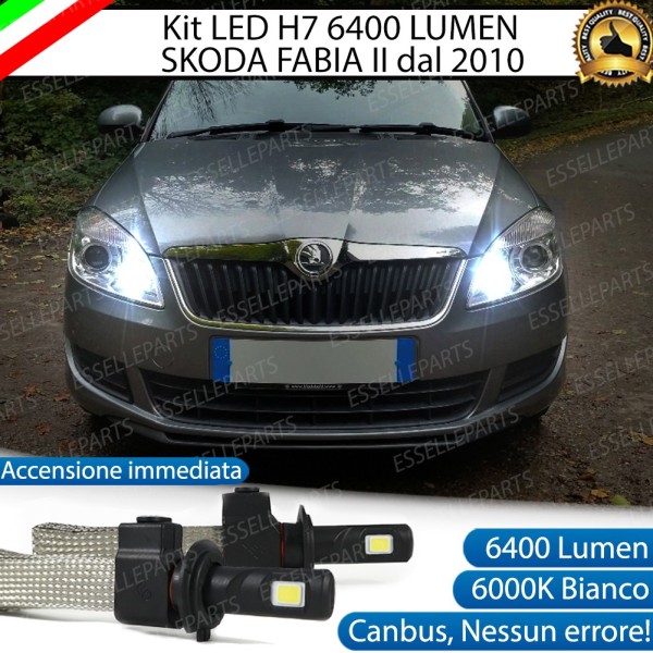 Kit Full LED H7 6400 Lumen 6000K Abbaglianti SKODA FABIA 2 con fari lenticolari