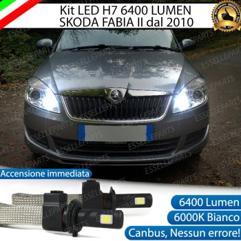 Kit Full LED H7 6400 Lumen 6000K Abbaglianti SKODA FABIA 2 con fari lenticolari