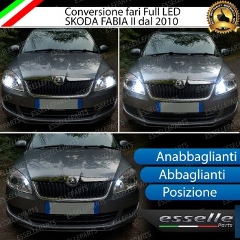 Conversione Fari Full LED 6000K bianco SKODA FABIA 2 con fari lenticolari