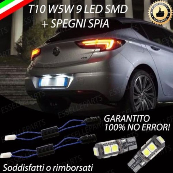 Coppia Luci Targa 9 LED Per Opel Astra K Canbus 6000K Bianco Ghiaccio No Error