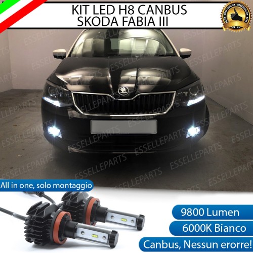 Kit Full LED H8 9800 Lumen 6000K bianco Fendinebbia per SKODA FABIA 3 Pre-Restyling