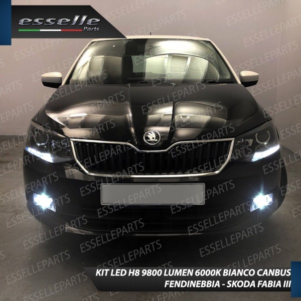Kit Full LED H8 9800 Lumen 6000K bianco Fendinebbia per SKODA FABIA 3 Pre-Restyling