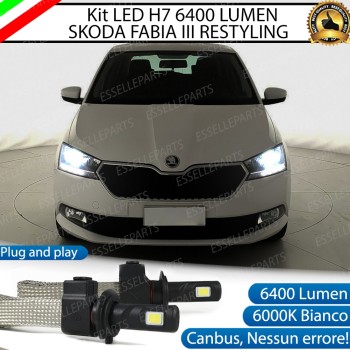 Kit Full LED H7 6400 Lumen 6000K bianco Anabbaglianti SKODA Fabia 3 Restyling
