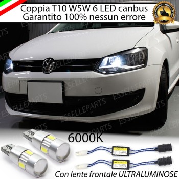 Coppia luci posizione T10 W5W 6 LED canbus 6000K Volkswagen Polo 6R 6C1 Dal 2014