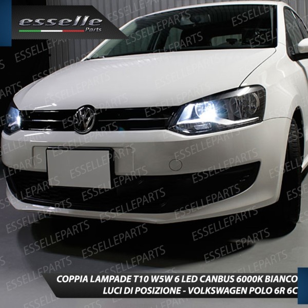 Coppia luci posizione T10 W5W 6 LED canbus 6000K Volkswagen Polo 6R 6C1 Dal 2014