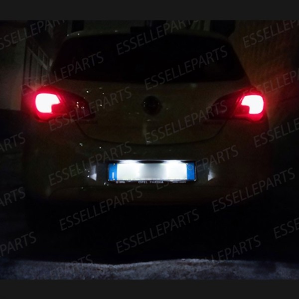 Coppia Luci Targa 9 LED Per Opel Corsa E Canbus 6000K Bianco Ghiaccio No Error