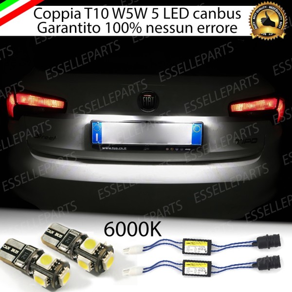 Coppia Luci Targa 5 LED Per Fiat Tipo MK2 Canbus 6000K Bianco Ghiaccio