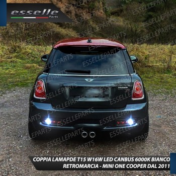 Coppia lampade Retromarcia T15 W16W 13 LED 6000K con lente Mini R56 dal 2011 Coppia lampade Retromarcia T15 W16W 13 LED 6000K con lente Mini R56 dal 2011