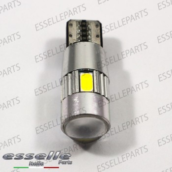 Coppia lampade T10 W5W da 6 LED con lente frontale Canbus 6000K bianco ghiaccio