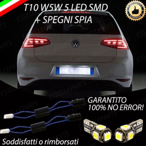 Coppia Luci Targa 5 LED Per Volkswagen Golf 7 Canbus 6000K Bianco Ghiaccio