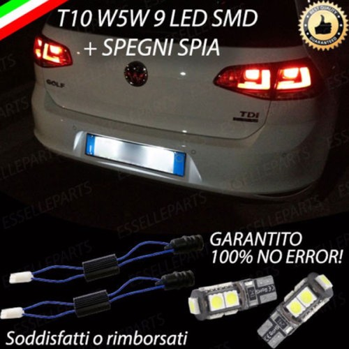 Coppia Luci Targa 9 LED Per Volkswagen Golf 7 Canbus 6000K Bianco Ghiaccio