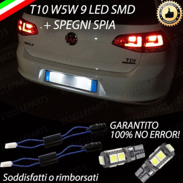 Coppia Luci Targa 9 LED Per Volkswagen Golf 7 Canbus 6000K Bianco Ghiaccio