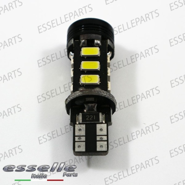 Coppia lampade T15 13 LED con lente frontale Canbus 6000K bianco ghiaccio