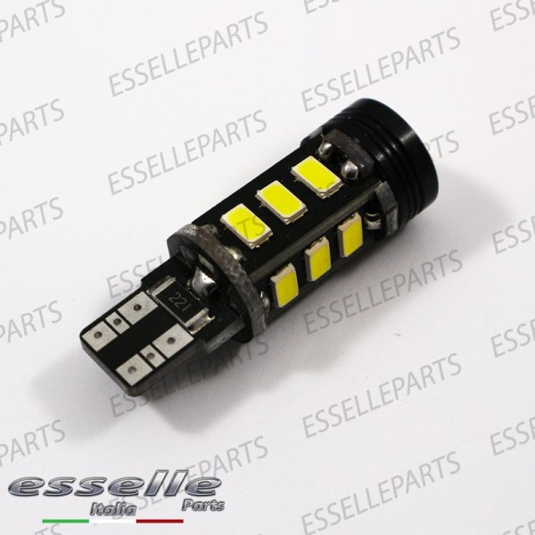 Coppia lampade T15 13 LED con lente frontale Canbus 6000K bianco ghiaccio