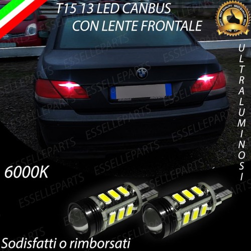 Coppia lampade LED Retromarcia T15 con lente 6000K Bmw Serie 7 E65 E66 Dal 03/2005