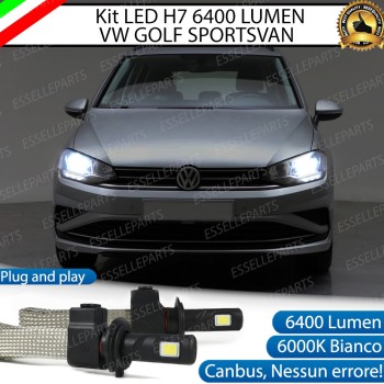 Kit Full LED H7 6400 Lumen 6000K Anabbaglianti VW GOLF SPORTSVAN DAL 2017 IN POI