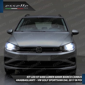 Kit Full LED H7 6400 Lumen 6000K Anabbaglianti VW GOLF SPORTSVAN DAL 2017 IN POI