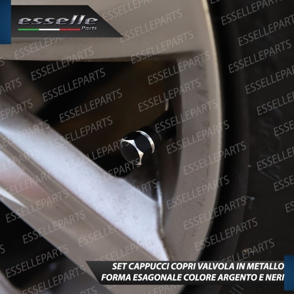 Set 4 Tappi Coprivalvola Neri in alluminio per Fiat 500E