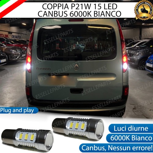 Coppia Lampade 15 LED Retromarcia Canbus 6000K con lente Renault Kangoo 2 Restyling