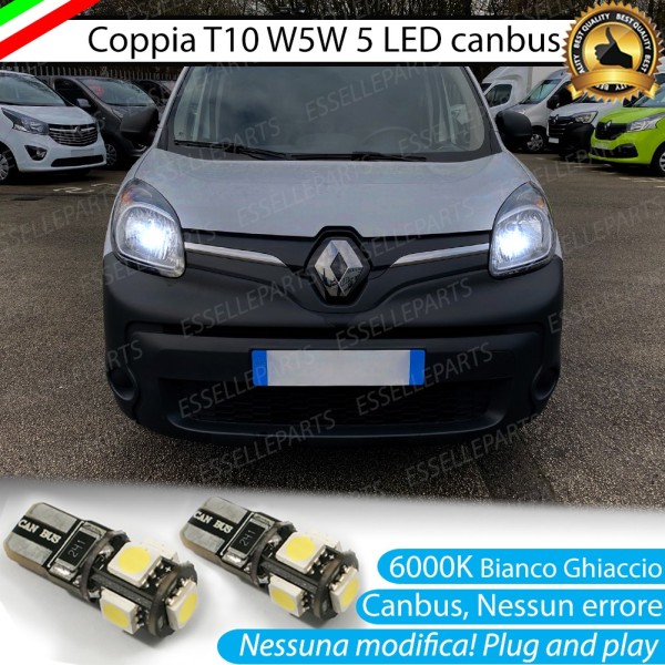 Coppia luci di posizione T10 W5W 5 LED canbus 6000K Bianco per Renault Kangoo 2 Pre-Restyling