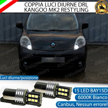 Coppia lampade Luci Posizione Diurne DRL 15 LED BAY15D P21/5W Renault Kangoo 2