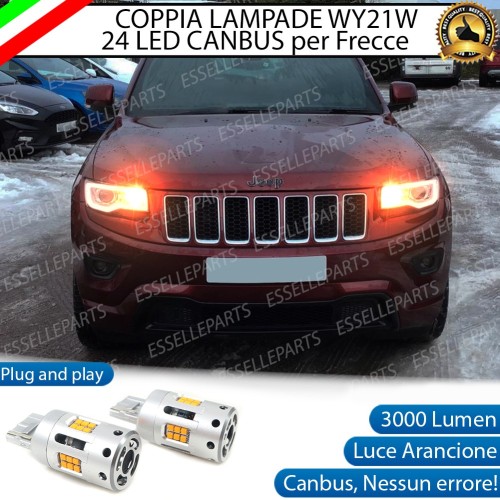 Coppia Lampade T20 WY21W 24 LED CANBUS 3.0 PER FRECCE DIREZIONALI ANTERIORI JEEP GRAND CHEROKEE IV RESTYLING
