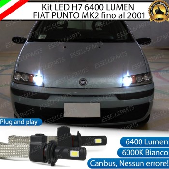 Kit Full LED H7 6400 Lumen 6000K bianco Abbaglianti FIAT PUNTO MK2 FINO AL 2001