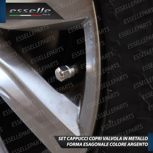 Set 4 Tappi Coprivalvola Argentati in alluminio per Mitsubishi Space Star 2 Restyling 2019