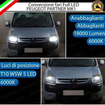 Lampade a LED H4 + T10 per PEUGEOT PARTNER I Luce Bianca