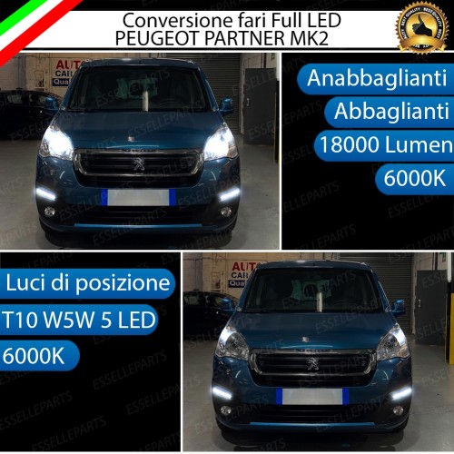 Lampade a LED H4 + T10 per PEUGEOT PARTNER II Luce Bianca