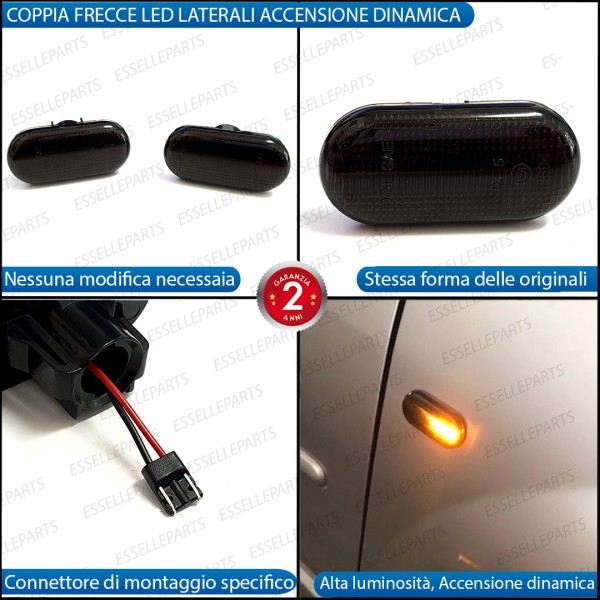 Placchette Dinamiche Laterali Nere a led per frecce specifiche SMART FORTWO III