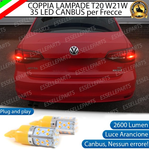 Coppia Lampade T20 WY21W 35 LED CANBUS PER FRECCE DIREZIONALI POSTERIORI PER VW JETTA 6 CON FARI POSTERIORI A LED