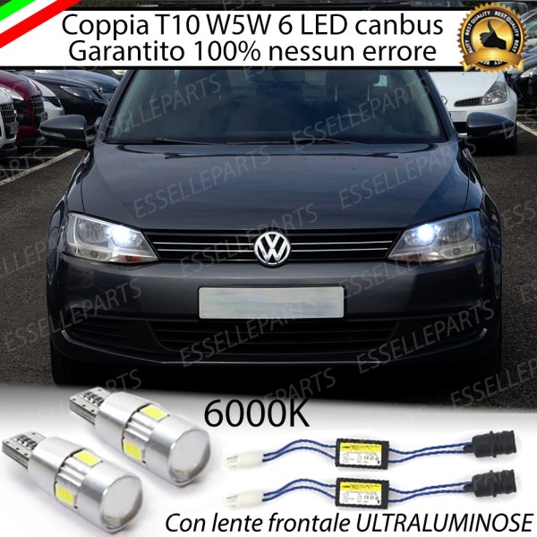 Coppia Lampade T10 W5W LED canbus con lente frontale per luci di posizione per VW JETTA 6