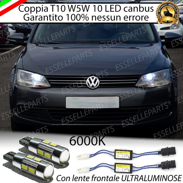 Coppia Lampade T10 W5W LED canbus con lente frontale per luci di posizione per VW JETTA 6