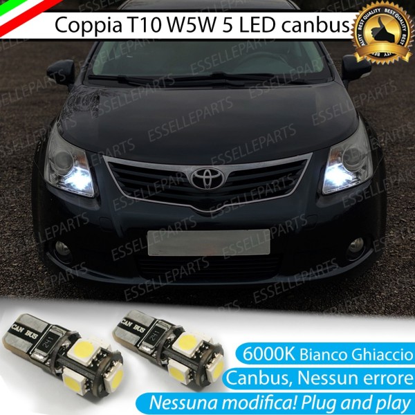 Coppia luci di posizione T10 W5W 5 LED canbus 6000K Toyota Avensis MK3 Pre-Restyling
