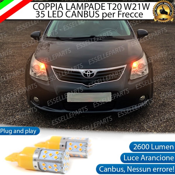 Coppia Frecce Anteriori T20 W21W 35 LED Canbus per TOYOTA AVENSIS T27 FINO AL 10/2011