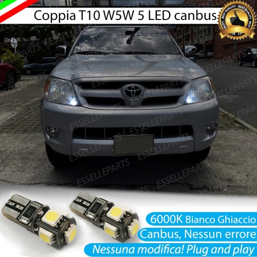 Coppia luci di posizione T10 W5W 5 LED canbus 6000K Bianco Toyota Hilux MK7 Dal 2012