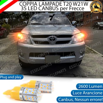 Coppia Frecce Anteriori T20 W21W 35 LED Canbus per TOYOTA HILUX MK7 Dal 2012