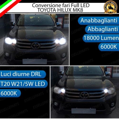 Conversione Fari Full LED Canbus 6000K Bianco TOYOTA HILUX MK8 Con Fari Alogeni