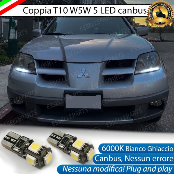 Coppia Lampade T10 W5W 5 LED Canbus 6000K bianco MITSUBISHI OUTLANDER MK1