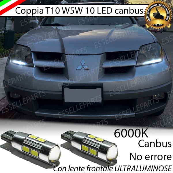 Coppia Lampade T10 W5W LED canbus con lente frontale per luci di posizione per Mitsubishi Outlander I