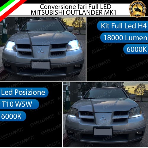 Conversione Fari Full LED 6000K bianco MITSUBISHI OUTLANDER MK1 con Fari a parabola