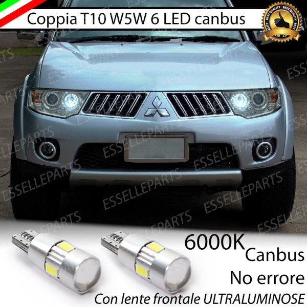 Coppia Lampade T10 W5W LED canbus con lente frontale per luci di posizione per Mitsubishi Pajero Sport II
