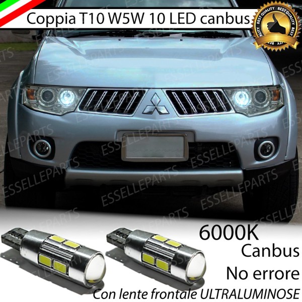 Coppia Lampade T10 W5W LED canbus con lente frontale per luci di posizione per Mitsubishi Pajero Sport II