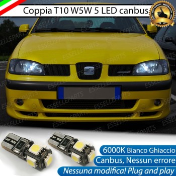 Coppia Lampade T10 W5W 5 LED Canbus 6000K bianco Seat Ibiza 6K2