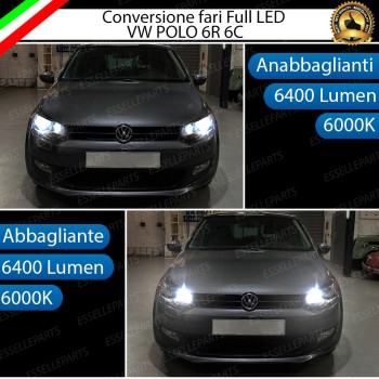 Conversione Fari Full LED 6000K VW Polo 6R 6C dal 2014 con fari a doppia parabola